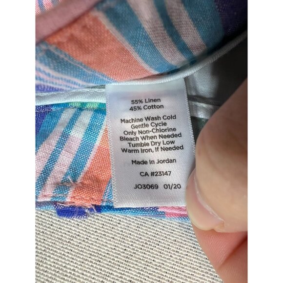 Talbots Women's Linen Perfect Shorts Flat Front Sz 2 Blue Pink Plaid Lightweight - Picture 4 of 11